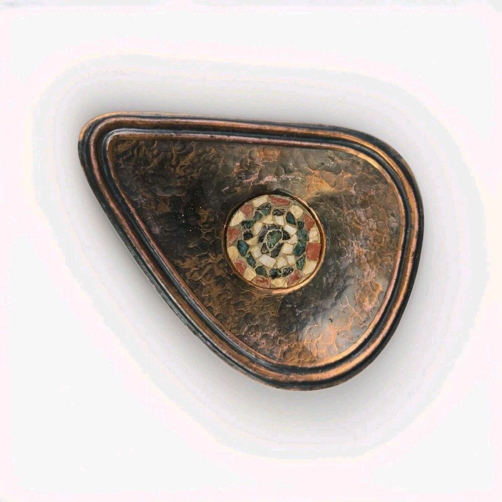 Vintage S H Shaly Hammered Copper Decorative Tray Jerusalem 7"